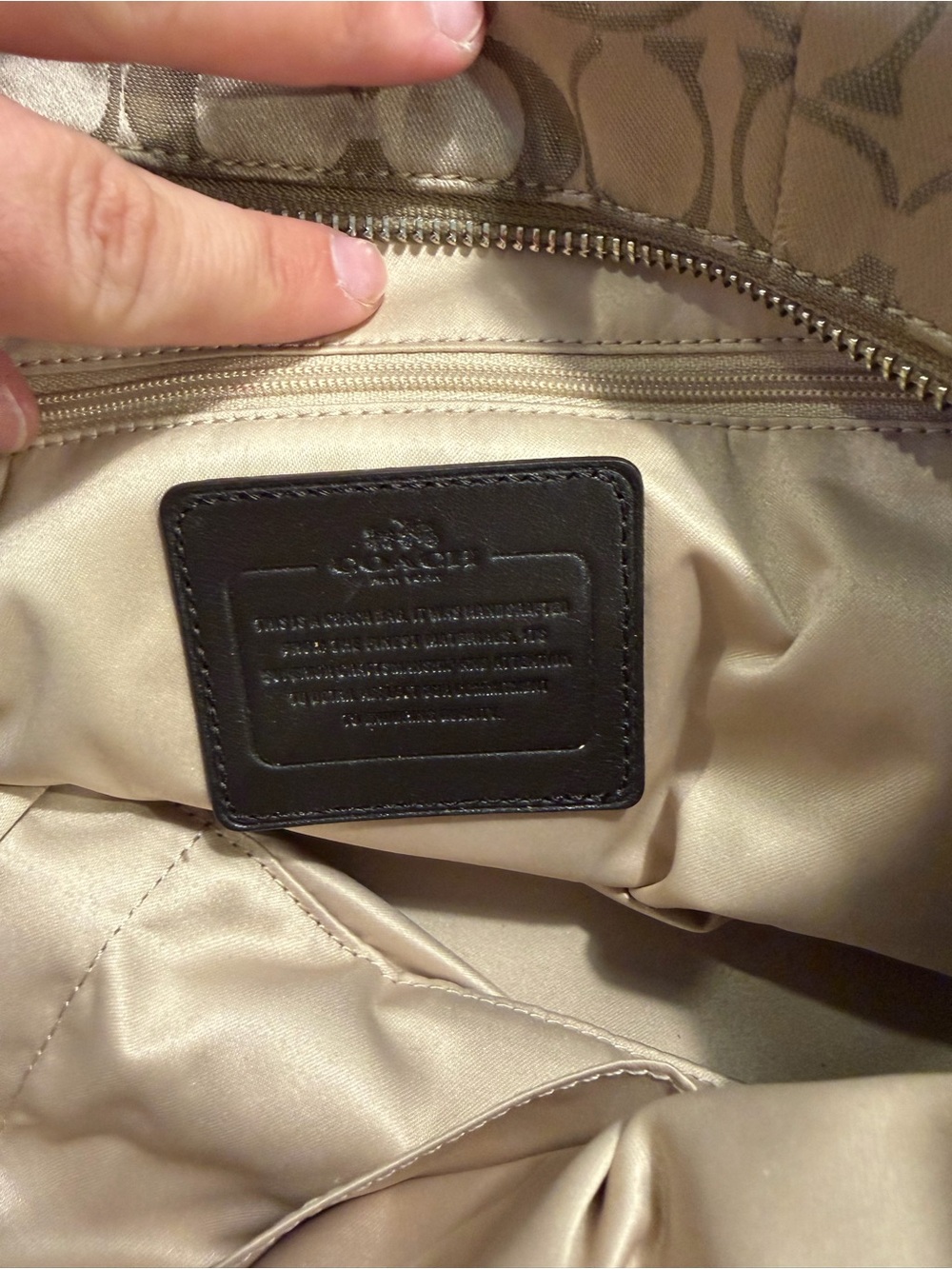 Coach Khaki Signature Jacquard Satchel with Black Leather Trim - Picture 11 of 12